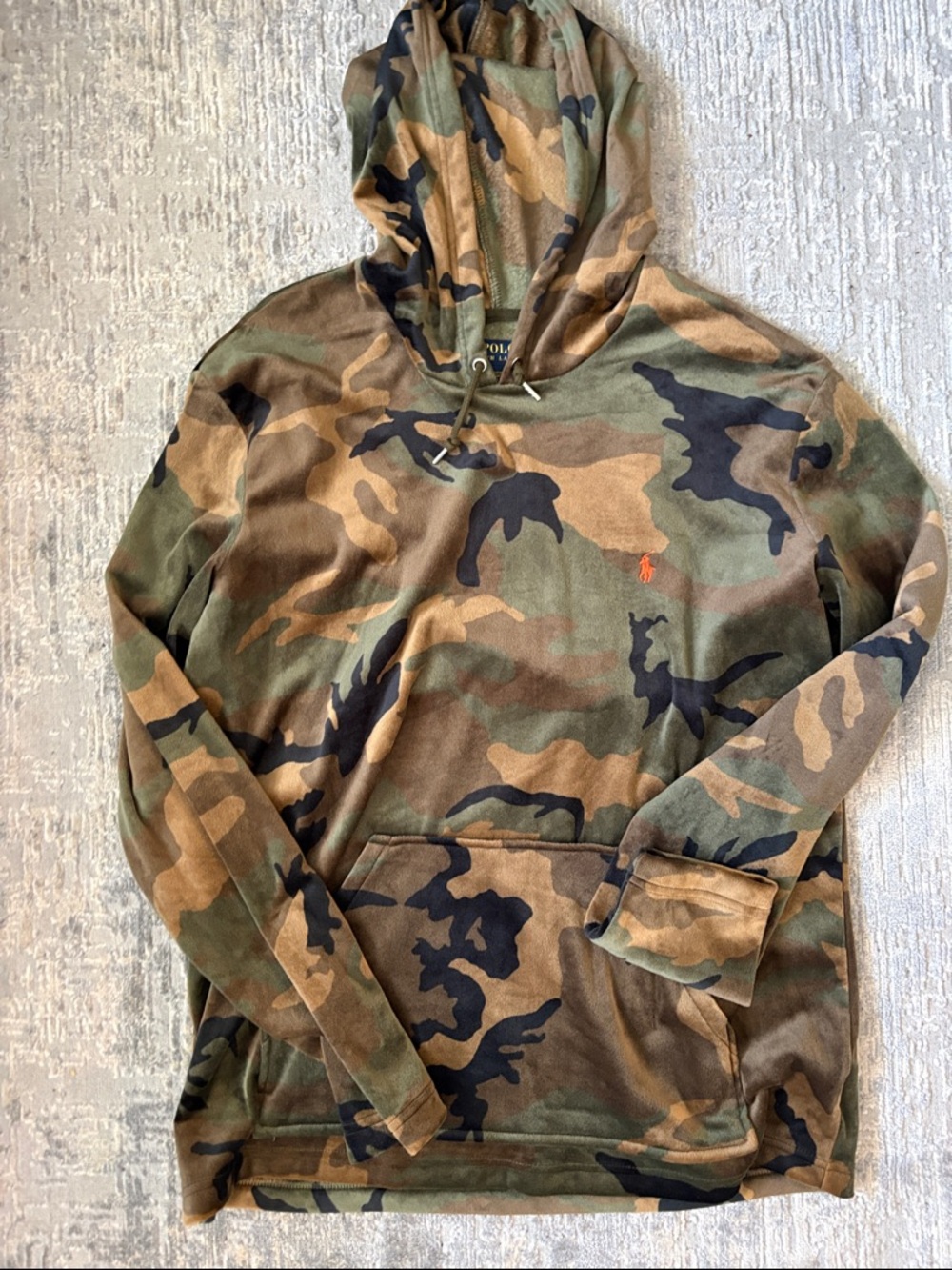 Polo by Ralph Lauren Camo Hooded Pullover in Olive, Brown & Black